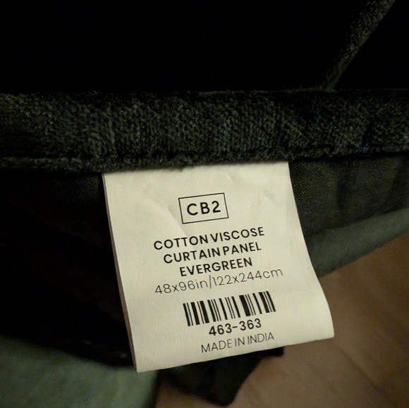 CB2 48"x96" Green Cotton Viscose Velvet Blackout Curtains, x4 Panels (2 sets) - Picture 3 of 13